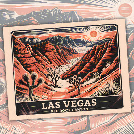 Postal Cañón de Rock Rojo Las Vegas Viaje Retro Vintage W