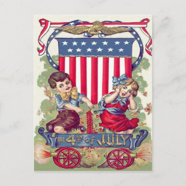 Postal Cañón Escudo Americano para Niños Cuidados (Anverso)
