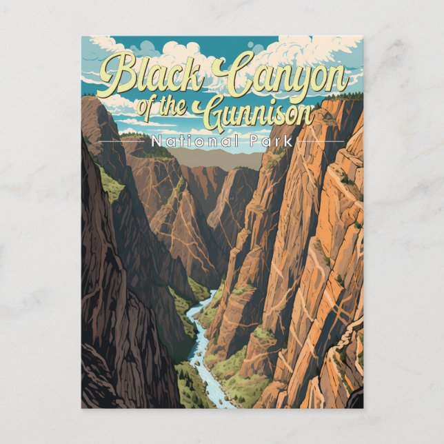 Postal Cañón Negro Del Arte Del Parque Nacional Gunnison (Anverso)