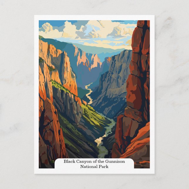 Postal Cañón Negro del Parque Nacional Gunnison (Anverso)