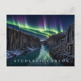 Postal Cañón Stuðlagil Columnas de Basalto Islandia Auror
