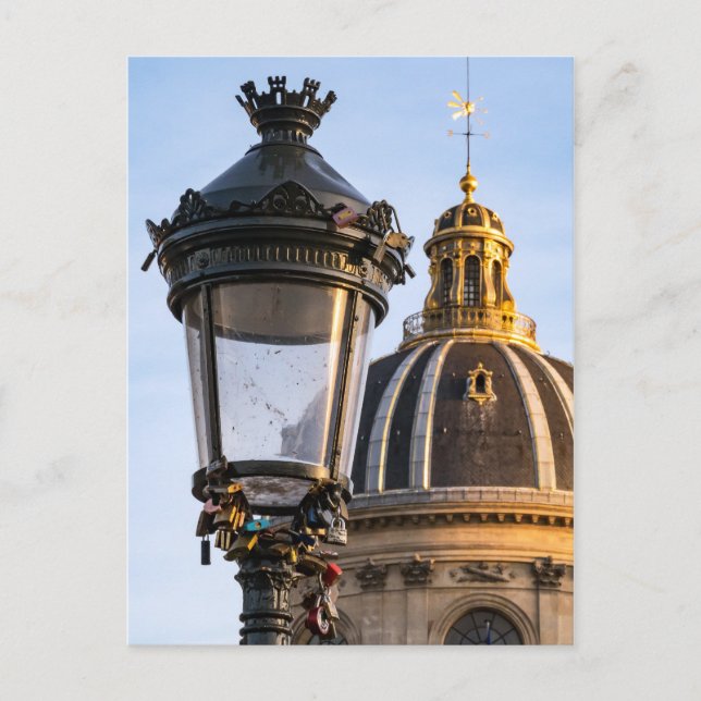 Postal Cañones de amor en el Pont des Arts de París (Anverso)