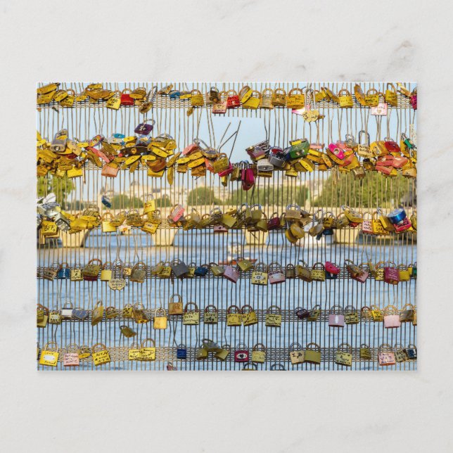 Postal Cañones de amor en Pont de Solferino - París, Fran (Anverso)