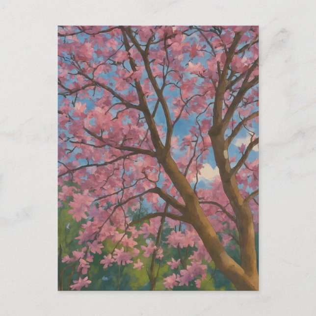 Postal Canopy de primavera - Pintura de árbol de flores y (Anverso)