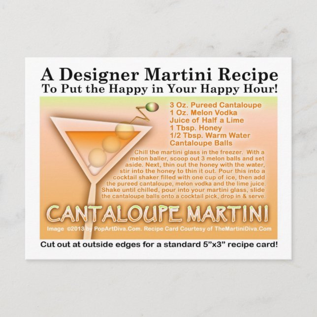 POSTAL CANTALOUPE MARTINI RECIPE POSTCARTA (Anverso)