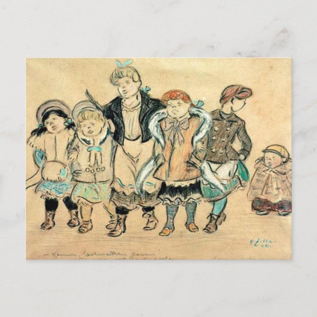 Postal Cantando Chicas _ Zille (Anverso)