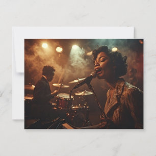 Postal Cantando el Blues, afroamericano, club nocturno