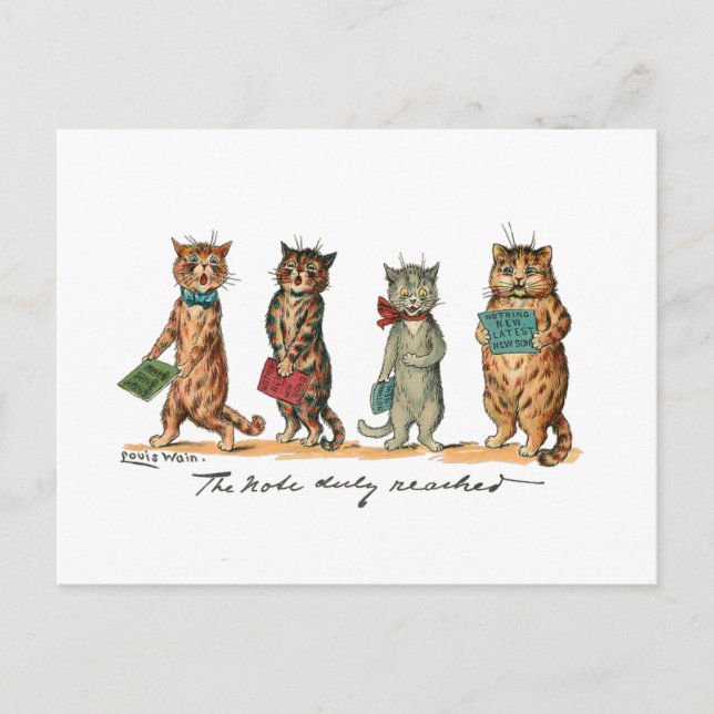 Postal Cantando gatos por Louis Wain (Anverso)