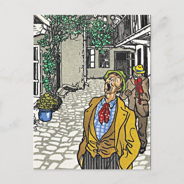 Postal Cantante con regalo natural, obra de Moriz Jung (Anverso)