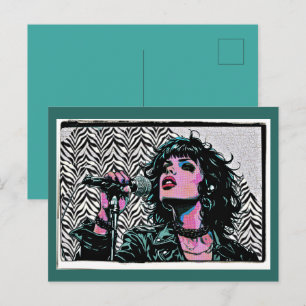 Postal Cantante Pop Art Medio tono Rocker Punk Amantes de
