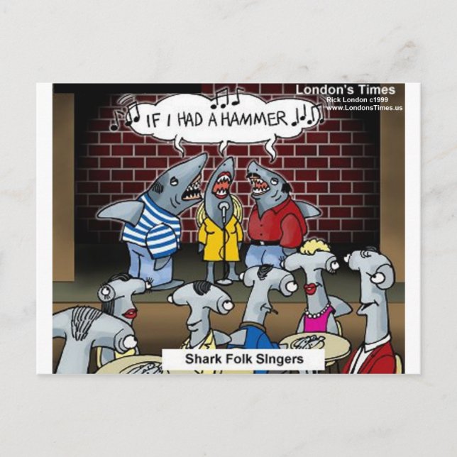 Postal Cantantes de folk tiburón obsequios divertidos y t (Anverso)