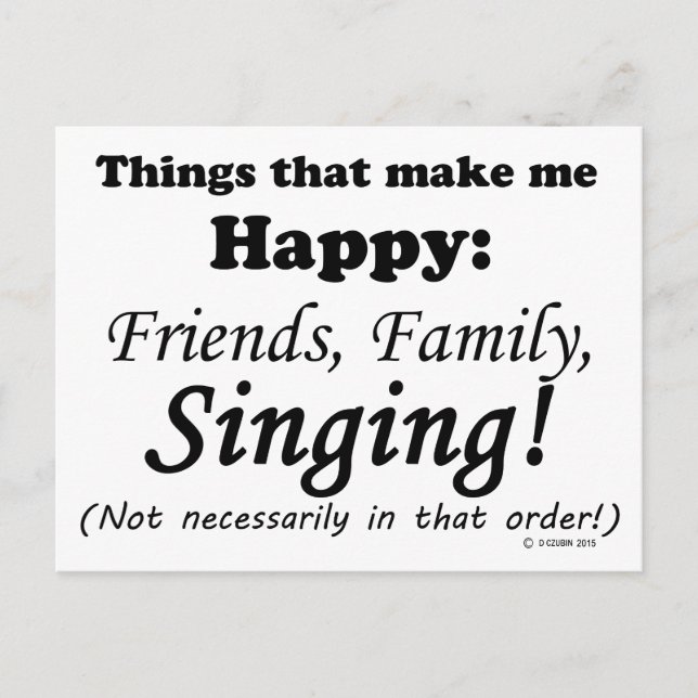 Postal Cantar me hace feliz (Anverso)