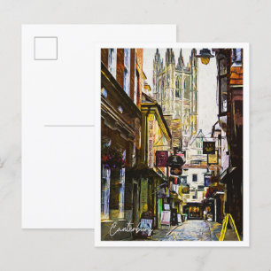 Postal Canterbury Reino Unido Hermosa pintura al petróleo