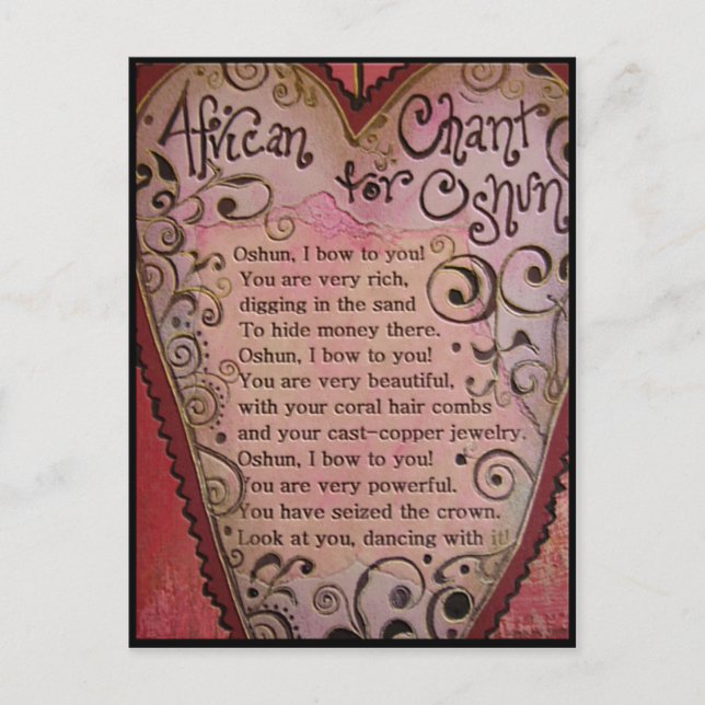 Postal Canto africano para Oshun (Anverso)