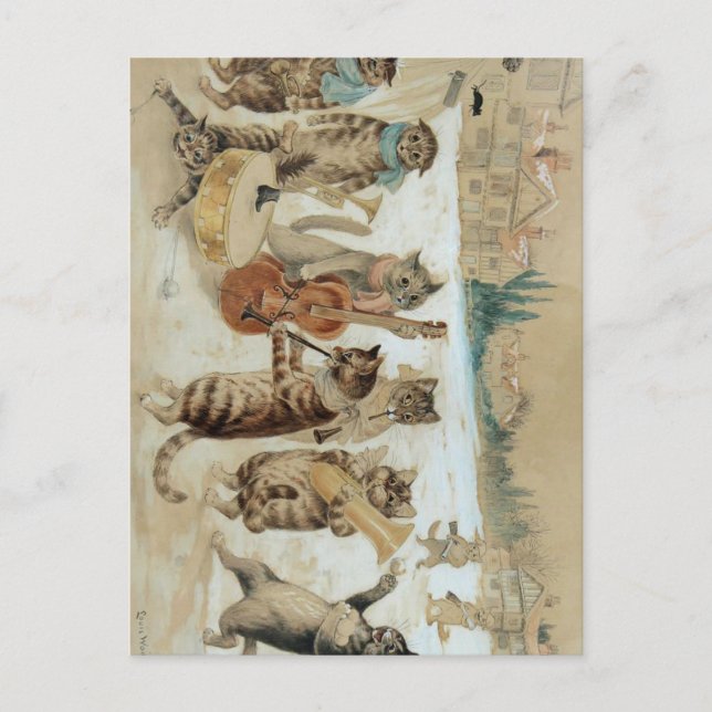 Postal Canto de gatos Carol por Louis Wain (Anverso)