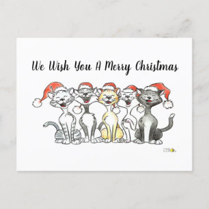 Postal Canto de gatos Feliz Navidad