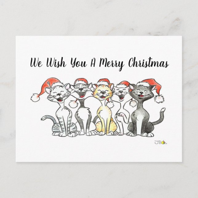 Postal Canto de gatos Feliz Navidad (Anverso)