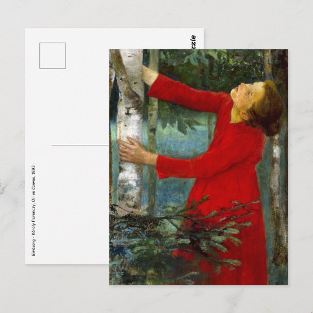 Postal Canto de pájaro - Károly Ferenczy (Anverso / Reverso)