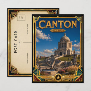 Postal Canton Ohio Arte Deco Vintage Edad Dorada