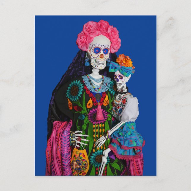 Postal Canvas de cráneo de azucar para niños de Catrina y (Anverso)