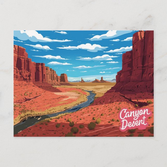 Postal Canyon Desert River Valley Art Print (Anverso)