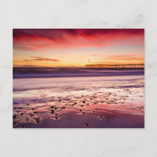 Postal Capa de mar y muelle al atardecer, CA