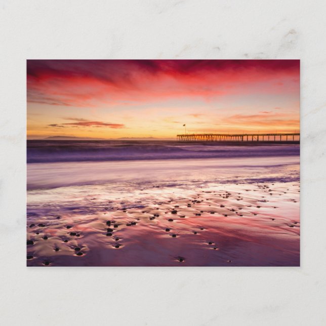 Postal Capa de mar y muelle al atardecer, CA (Anverso)
