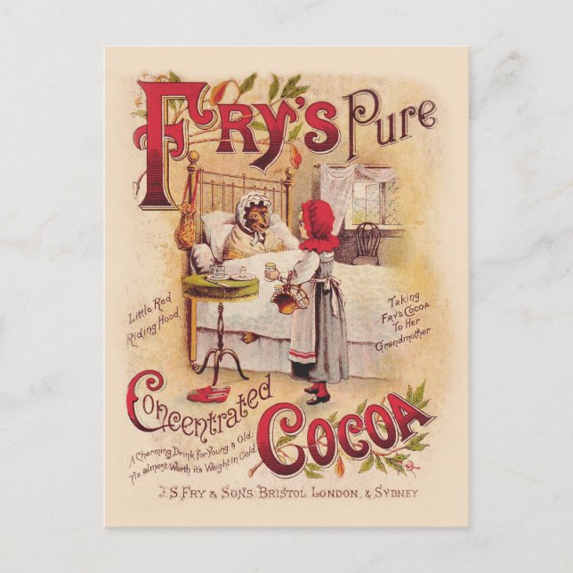 Postal Capa Roja Vintage Cocoa Victoriano (Anverso)