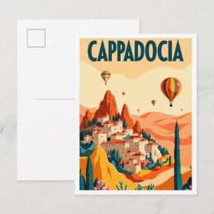 Postal Capadocia Turquía Arte vintage Viaje