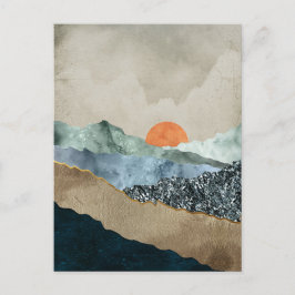 Postal Capas de montaña texteadas con brillo de atardecer