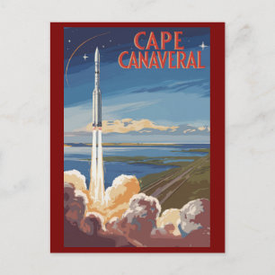 Postal Cape Canaveral Florida Arte de Viaje Pintoresco Re