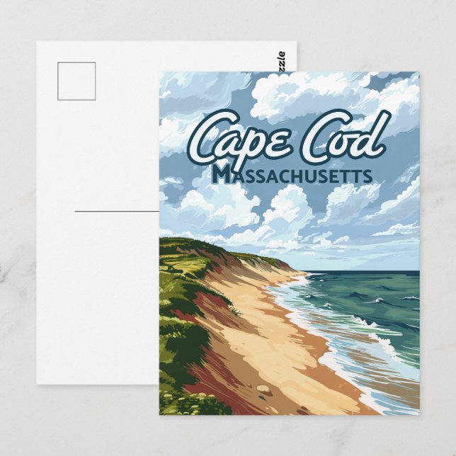 Postal Cape Cod Beach Seashore Massachusetts Blue (Anverso / Reverso)