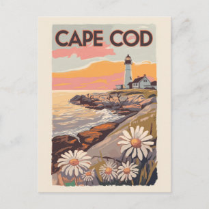 Postal Cape Cod Massachusetts Arte de Viaje Pictórico Ret