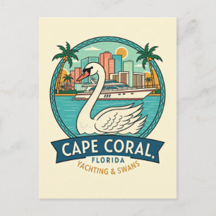 Postal Cape Coral FL Viajes Retro Yates Cisnes 