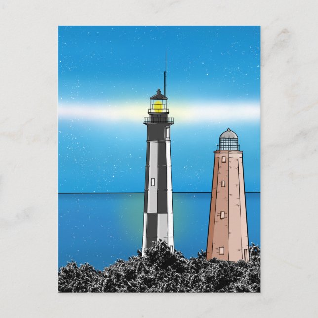 Postal Cape Henry enciende las casas de noche (Anverso)