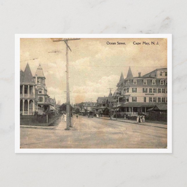 Postal Cape May NJ, Ocean Street, c1910 Vintage (Anverso)