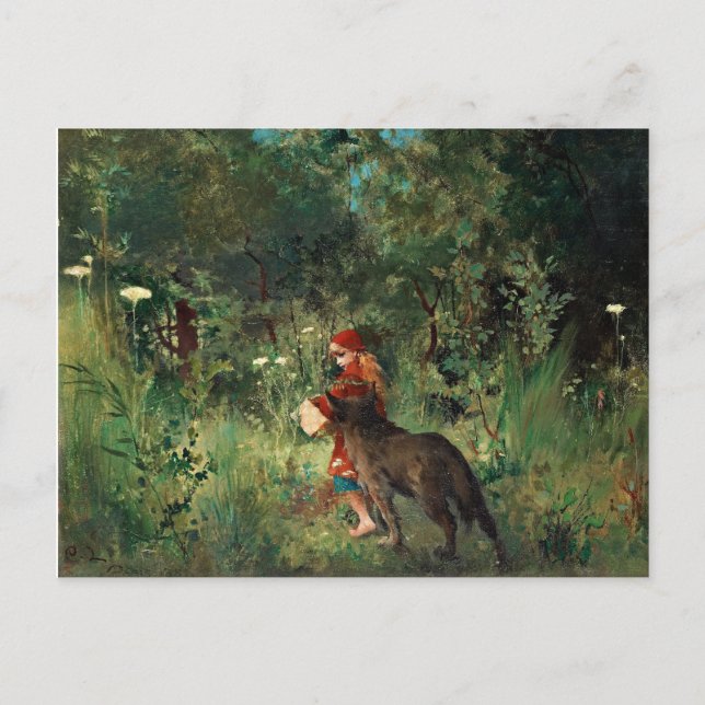Postal Caperucita roja con lobo (Anverso)