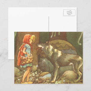 Postal Caperucita Roja, Cuento de Hadas Antiguo
