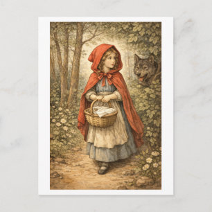 Postal Caperucita Roja de estilo vintage