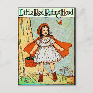 Postal Caperucita Roja Vintage Lindo