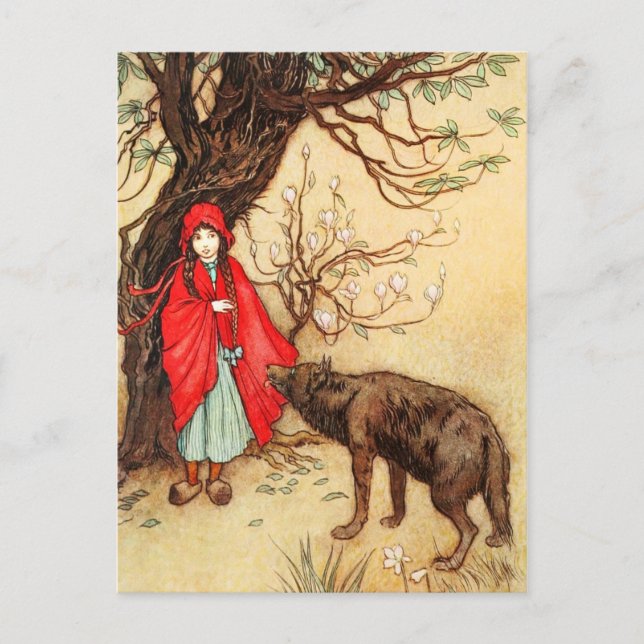Postal Caperucita roja y el gran lobo malo (Anverso)