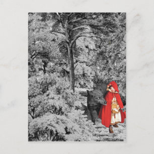 Postal Caperucita roja y el lobo