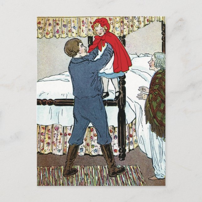 Postal Caperucita Rojo: Caja fuerte poco roja (Anverso)