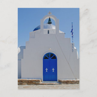 Postal Capilla azul y blanca de Antiparos