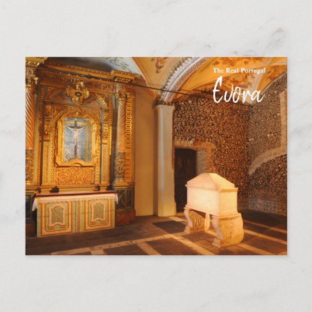 Postal Capilla de Huesos - Evora - El Portugal Real (Anverso)