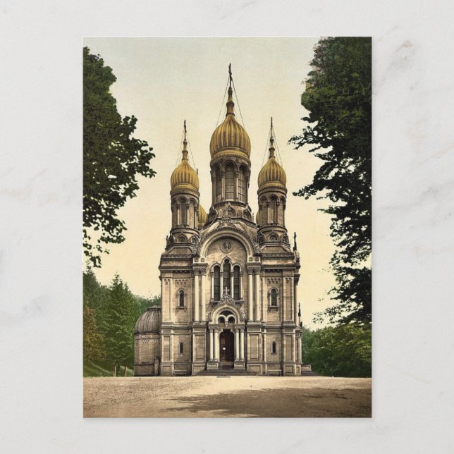 Postal Capilla griega, Wiesbaden, Hesse-Nassau, Alemania (Anverso)