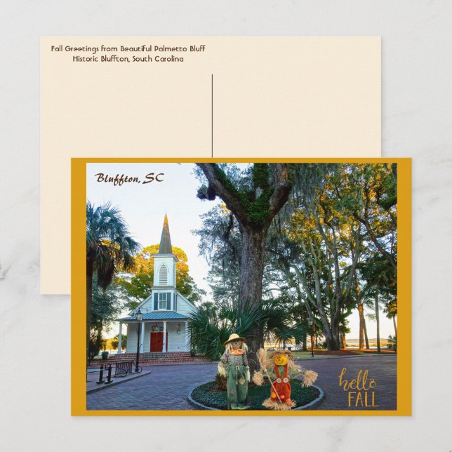 Postal Capilla Palmetto Bluff Bluffton SC Espantapájaros  (Anverso / Reverso)
