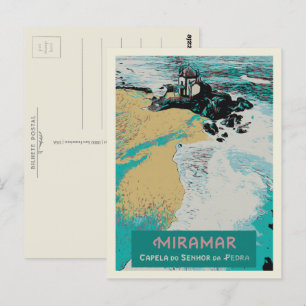 Postal Capilla Senhor da Pedra, Playa Miramar, Portugal
