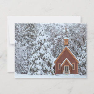 Postal Capilla Yosemite en bosque de nieve
