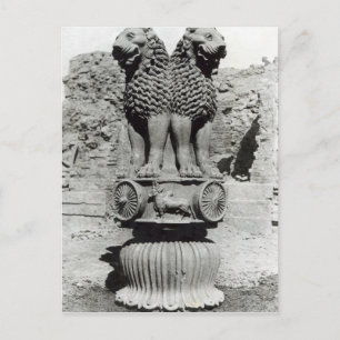 Postal Capital de los leones del pilar del emperador Asho